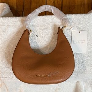 Mac Duggal Tan Leather Shoulder Bag